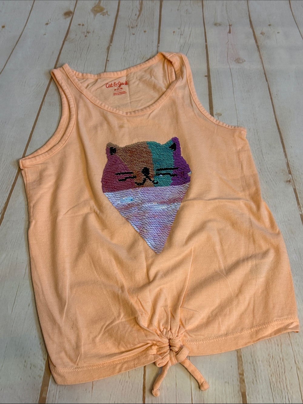 Cat & Jack Peach Tank Top with Multicolor Sequins